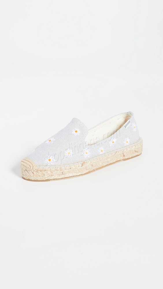 Soludos Daisies Embroidered Espadrilles Chambray - -4