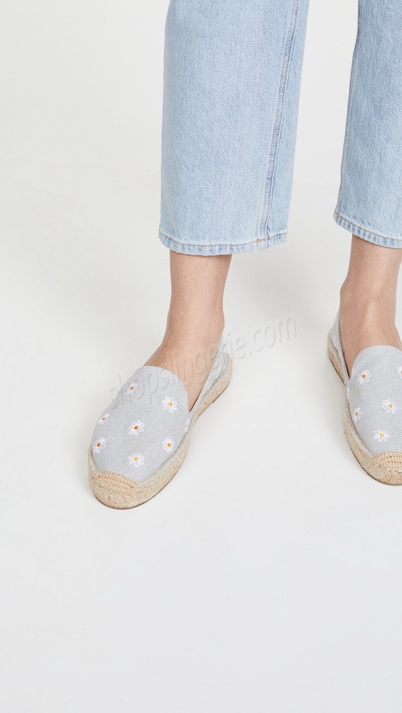 Soludos Daisies Embroidered Espadrilles Chambray - -1