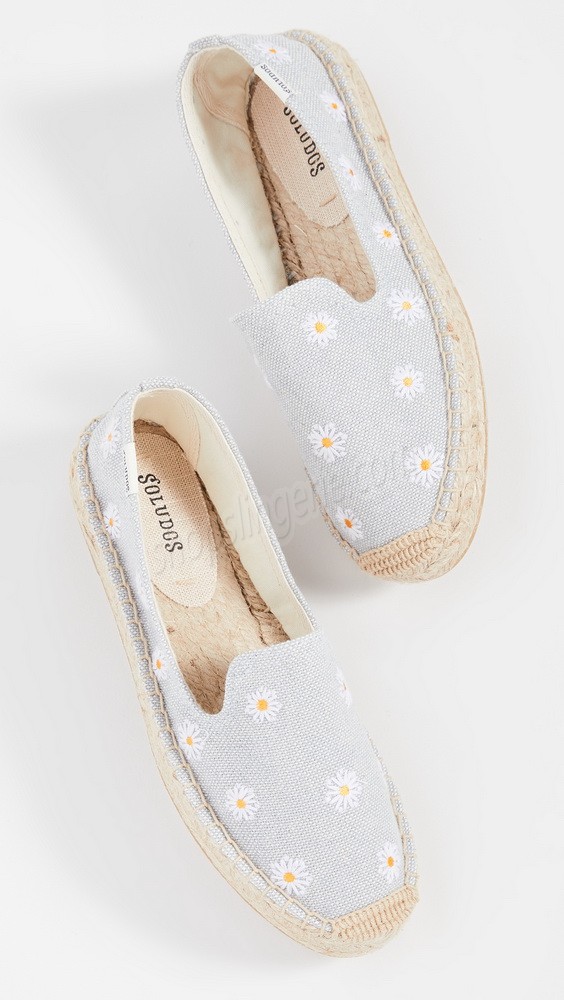 Soludos Daisies Embroidered Espadrilles Chambray - -3