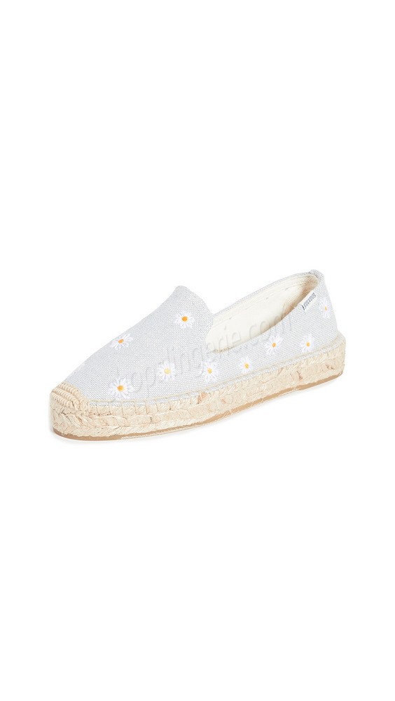 Soludos Daisies Embroidered Espadrilles Chambray - -5