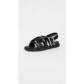 Marni Animal Print Crisscross Sandals Black/White