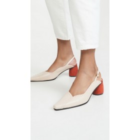 Reike Nen Mixed Turnover Slingback Pumps Cream Beige/Coral